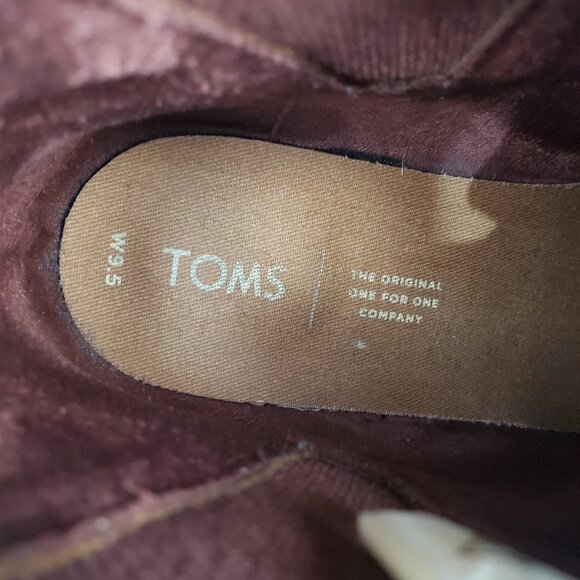Toms Chelsea Boots Womens 9.5 Red Burgundy Leather Pull On Comfort Ankle Booties - Picture 8 of 11